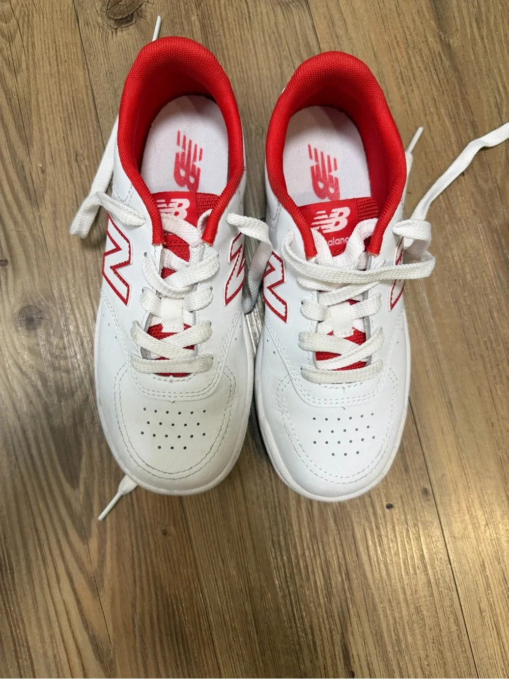 New Balance Kids' White & Red Athletic Sneakers - Size 3